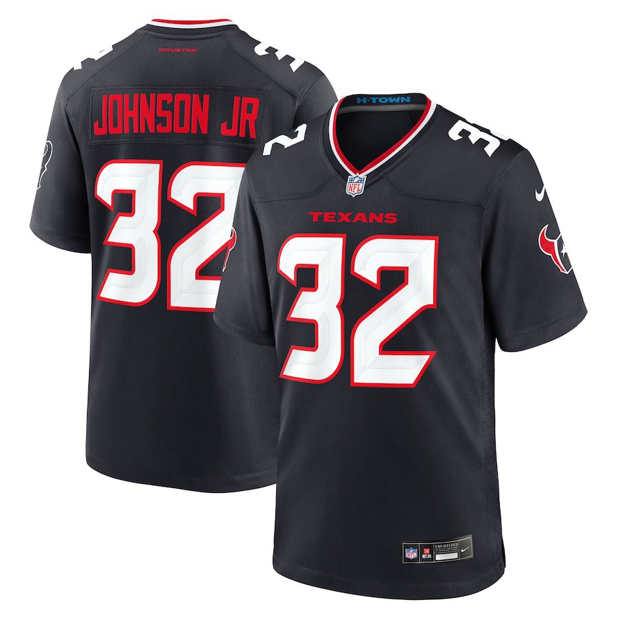 Men Houston Texans 32 Lonnie Johnson Jr. Nike Navy Team Game NFL Jersey